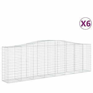 vidaXL 6 db íves horganyzott vas gabion kosár 400x50x120/140 cm kép