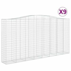 vidaXL 9 db íves horganyzott vas gabion kosár 400x50x200/220 cm kép