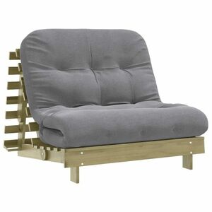 vidaXL tömör impregnált fenyőfa futon kanapéágy matraccal 100x206x11cm kép