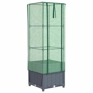 vidaXL rattan megjelenésű magaságyás melegháztakaróval 40x40x139 cm kép