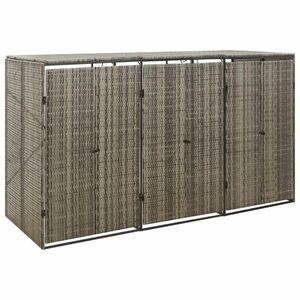 vidaXL szürke polyrattan hármas kerekeskuka tárolófészer 207x80x117 cm kép