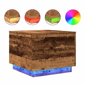 vidaXL antik fa színű dohányzóasztal LED-lámpákkal 50 x 50 x 40 cm kép