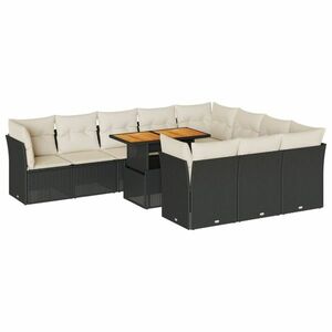 vidaXL 11 részes fekete polyrattan kerti ülőgarnitúra párnákkal kép