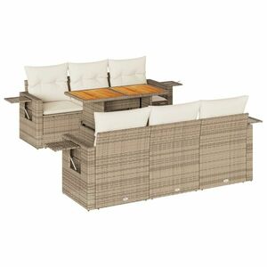 vidaXL 7 részes bézs polyrattan kerti ülőgarnitúra párnákkal kép