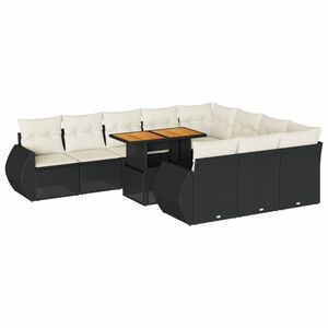 vidaXL 11 részes fekete polyrattan kerti ülőgarnitúra párnákkal kép