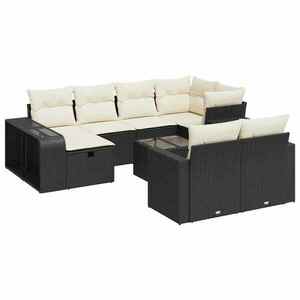 vidaXL 11 részes fekete polyrattan kerti ülőgarnitúra párnákkal kép