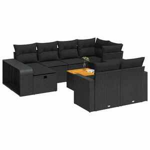 vidaXL 11 részes fekete polyrattan kerti ülőgarnitúra párnákkal kép