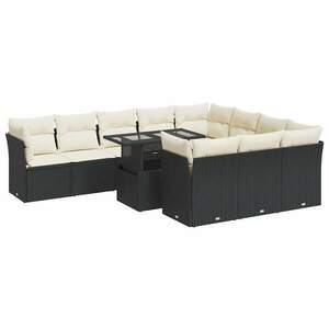 vidaXL 11 részes fekete polyrattan kerti ülőgarnitúra párnákkal kép