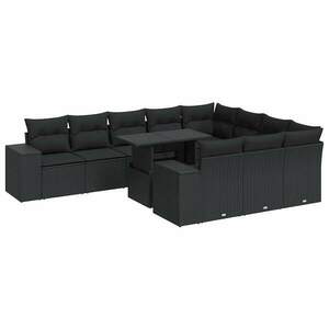 vidaXL 11 részes fekete polyrattan kerti ülőgarnitúra párnákkal kép