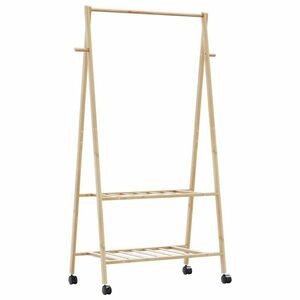 vidaXL bambusz ruhaállvány polcokkal és kerekekkel 96x45, 5x155, 5 cm kép