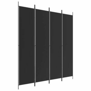 vidaXL 4 paneles fekete szövet térelválasztó 200x220 cm kép