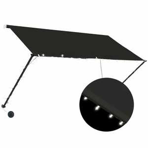 vidaXL feltekerhető antracitszürke napellenző LED-del 250 x 150 cm kép