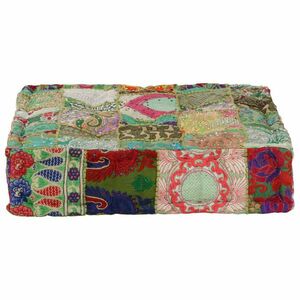 vidaXL kézzel készült zöld pamut patchwork ülőpárna 50x50x12 cm kép