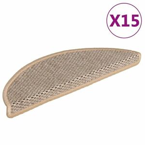 vidaXL 15 db szizál hatású világos bézsszínű lépcsőszőnyeg 56x17x3 cm kép