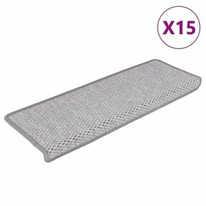 vidaXL 15 db szizál hatású platina öntapadó lépcsőszőnyeg 65x21x4 cm kép