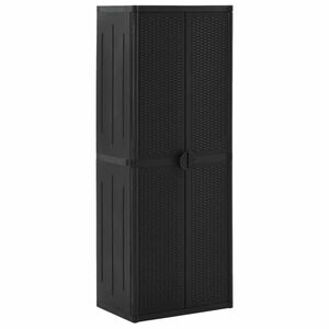 vidaXL fekete PP rattan kerti tárolószekrény 65 x 45 x 172 cm kép