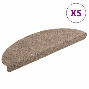 vidaXL 5 db krémszínű tűlyukasztott öntapadó lépcsőszőnyeg 65x21x4 cm kép