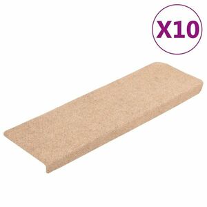 vidaXL 10 db barna tűlyukasztott lépcsőszőnyeg 65x21x4 cm kép