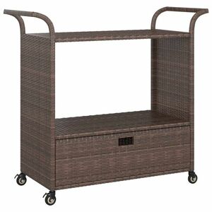 vidaXL barna polyrattan bárkocsi fiókkal 100 x 45 x 97 cm kép