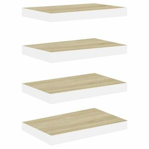 vidaXL 4 db tölgyszínű és fehér MDF lebegő fali polc 40 x 23 x 3, 8 cm kép