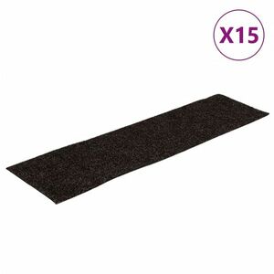 vidaXL 15 db barna négyszögletes öntapadó lépcsőszőnyeg 76x20cm kép