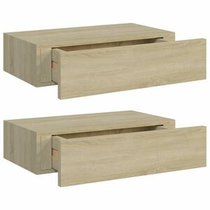 vidaXL 2 db tölgyszínű MDF falra szerelhető fiókos polc 40x23, 5x10 cm kép