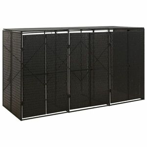 vidaXL fekete polyrattan hármas kerekeskuka tárolófészer 207x80x117 cm kép