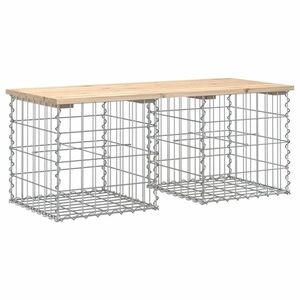 vidaXL tömör fenyőfa gabion kerti pad 103x44x42 cm kép