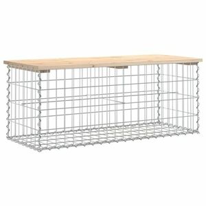 vidaXL tömör fenyőfa gabion kerti pad 103x44x42 cm kép