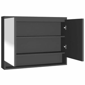 vidaXL antracitszürke MDF tükrös fürdőszobaszekrény 80 x 15 x 60 cm kép