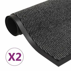 vidaXL 2 db antracitszürke négyszögletes szennyfogó szőnyeg 60 x 90 cm kép