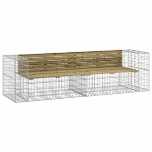 vidaXL tömör impregnált fenyőfa gabion kerti pad 244x71x65, 5 cm kép