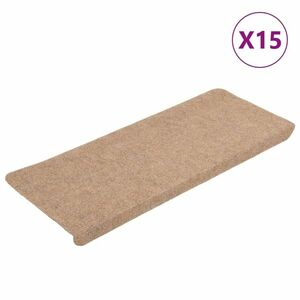 vidaXL 15 db bézs öntapadó lépcsőszőnyeg 65x24, 5x3, 5 cm kép