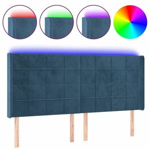 vidaXL sötétkék bársony LED-es fejtámla 163x16x118/128 cm kép