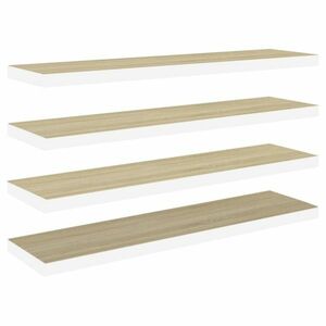 vidaXL 4 db tölgyszínű és fehér MDF lebegő fali polc 120x23, 5x3, 8 cm kép