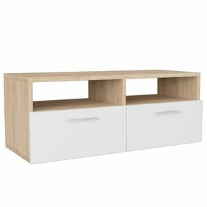 vidaXL tölgyfa/fehér színű faforgácslap TV szekrény 95 x 35 x 36 cm kép