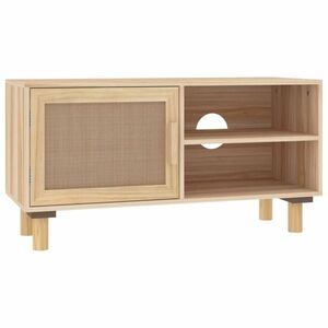 vidaXL barna tömör fenyő és természetes rattan TV-szekrény 80x30x40 cm kép