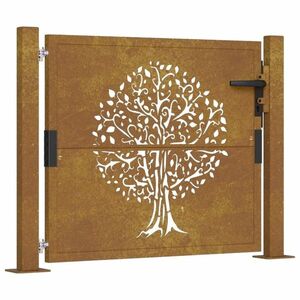 vidaXL famintás corten acél kerti kapu 105 x 80 cm kép