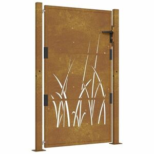 vidaXL fűmintás corten acél kerti kapu 105 x 130 cm kép