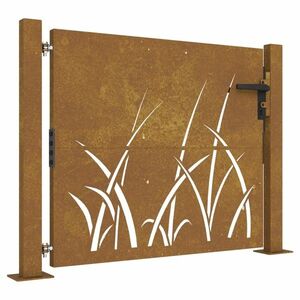 vidaXL fűmintás corten acél kerti kapu 105 x 80 cm kép