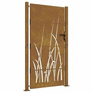 vidaXL fűmintás corten acél kerti kapu 105 x 180 cm kép