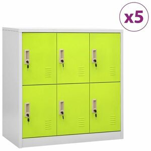 vidaXL 5 db világosszürke-zöld acél zárható szekrény 90 x 45 x 92, 5 cm kép