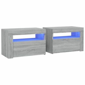 vidaXL 2 db szürke sonoma színű éjjeliszekrény LED-ekkel 60x35x40 cm kép