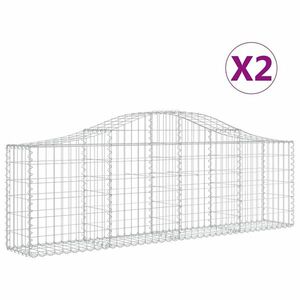 vidaXL 2 db íves horganyzott vas gabion kosár 200x30x60/80 cm kép