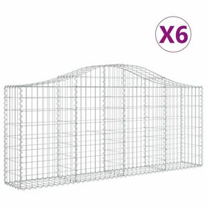 vidaXL 6 db íves horganyzott vas gabion kosár 200x30x80/100 cm kép