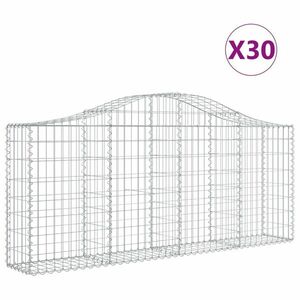 vidaXL 30 db íves horganyzott vas gabion kosár 200x30x80/100 cm kép