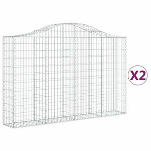 vidaXL 2 db íves horganyzott vas gabion kosár 200x30x120/140 cm kép