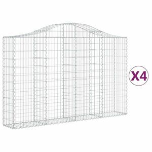 vidaXL 4 db íves horganyzott vas gabion kosár 200x30x120/140 cm kép