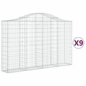 vidaXL 9 db íves horganyzott vas gabion kosár 200x30x120/140 cm kép