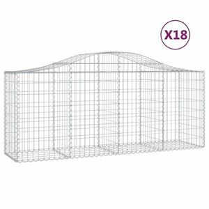 vidaXL 18 db íves horganyzott vas gabion kosár 200x50x80/100 cm kép